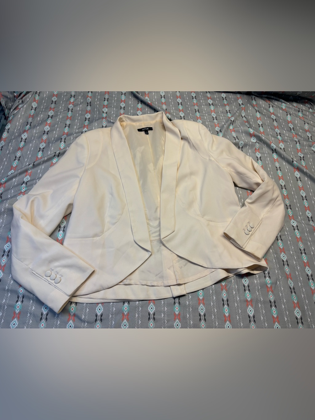 Apt. 9 Cream Open-Front Shawl Collar Blazer